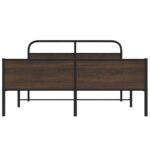 vidaXL Kovový posteľný rám bez matraca hnedý dub 160x200 cm – Obrázok 5