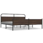 vidaXL Kovový posteľný rám bez matraca hnedý dub 183x200 cm – Obrázok 2