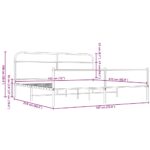 vidaXL Kovový posteľný rám bez matraca hnedý dub 183x200 cm – Obrázok 9