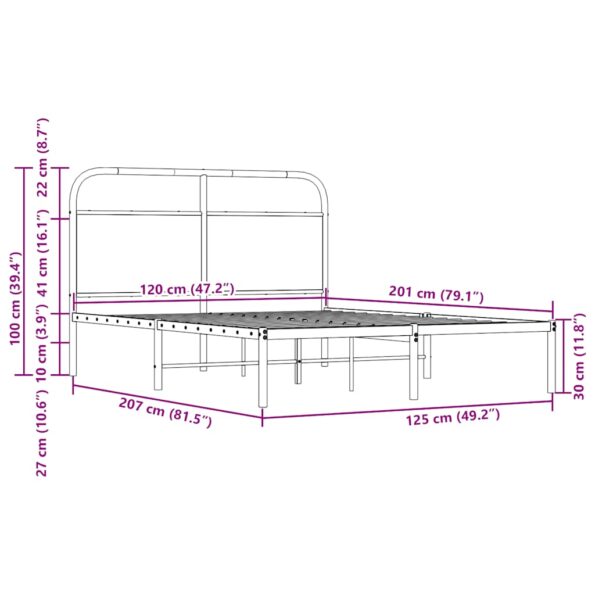 vidaXL Posteľný rám bez matraca 120x200 cm dub sonoma kompozitné drevo – Obrázok 9