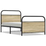vidaXL Posteľný rám bez matraca 107x203 cm dub sonoma kompozitné drevo – Obrázok 2