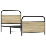 vidaXL Posteľný rám bez matraca 107x203 cm dub sonoma kompozitné drevo – Obrázok 5