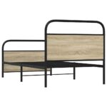 vidaXL Posteľný rám bez matraca 107x203 cm dub sonoma kompozitné drevo – Obrázok 7