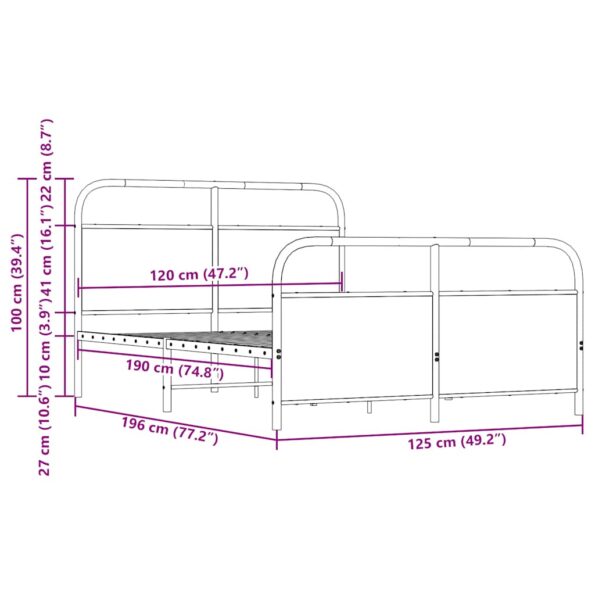 vidaXL Posteľný rám bez matraca 120x190 cm dub sonoma kompozitné drevo – Obrázok 9
