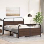 vidaXL Posteľný rám bez matraca 120x200 cm hnedý dub kompozitné drevo – Obrázok 4