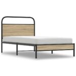 vidaXL Posteľný rám bez matraca 100x190 cm dymový dub kompozitné drevo – Obrázok 2