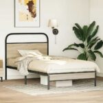 vidaXL Posteľný rám bez matraca 100x190 cm dymový dub kompozitné drevo – Obrázok 4