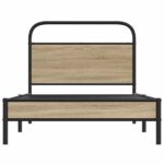 vidaXL Posteľný rám bez matraca 100x190 cm dymový dub kompozitné drevo – Obrázok 5
