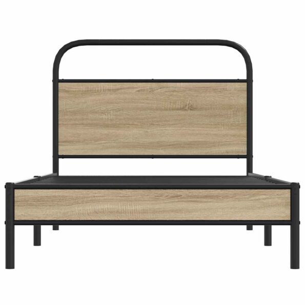 vidaXL Posteľný rám bez matraca 100x190 cm dymový dub kompozitné drevo – Obrázok 5