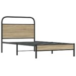 vidaXL Posteľný rám bez matraca 107x203 cm dymový dub kompozitné drevo – Obrázok 3