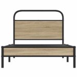 vidaXL Posteľný rám bez matraca 107x203 cm dymový dub kompozitné drevo – Obrázok 5