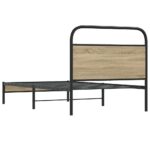 vidaXL Posteľný rám bez matraca 107x203 cm dymový dub kompozitné drevo – Obrázok 7