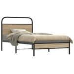 vidaXL Posteľný rám bez matraca 107x203 cm dymový dub kompozitné drevo