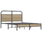 vidaXL Posteľný rám bez matraca 135x190 cm dymový dub kompozitné drevo – Obrázok 3