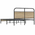 vidaXL Posteľný rám bez matraca 135x190 cm dymový dub kompozitné drevo – Obrázok 7