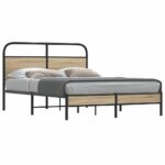 vidaXL Posteľný rám bez matraca 135x190 cm dymový dub kompozitné drevo