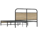 vidaXL Posteľný rám bez matraca 135x190 cm dymový dub kompozitné drevo – Obrázok 7