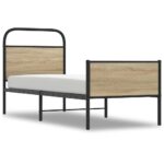 vidaXL Posteľný rám bez matraca 90x190 cm dub sonoma kompozitné drevo – Obrázok 2