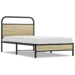 vidaXL Posteľný rám bez matraca 100x200 cm dub sonoma kompozitné drevo – Obrázok 2