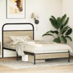 vidaXL Posteľný rám bez matraca 100x200 cm dub sonoma kompozitné drevo – Obrázok 4