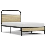 vidaXL Posteľný rám bez matraca 100x200 cm dub sonoma kompozitné drevo – Obrázok 2