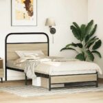 vidaXL Posteľný rám bez matraca 100x200 cm dub sonoma kompozitné drevo – Obrázok 4