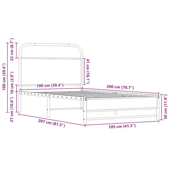 vidaXL Posteľný rám bez matraca 100x200 cm dub sonoma kompozitné drevo – Obrázok 9