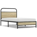 vidaXL Posteľný rám bez matraca 107x203 cm dub sonoma kompozitné drevo – Obrázok 2