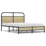 vidaXL Posteľný rám bez matraca 135x190 cm dub sonoma kompozitné drevo – Obrázok 2