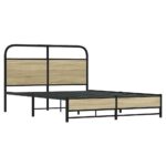 vidaXL Posteľný rám bez matraca 135x190 cm dub sonoma kompozitné drevo – Obrázok 3