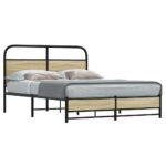 vidaXL Posteľný rám bez matraca 135x190 cm dub sonoma kompozitné drevo