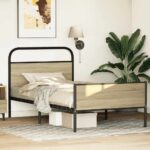 vidaXL Posteľný rám bez matraca 100x200 cm dub sonoma kompozitné drevo – Obrázok 4