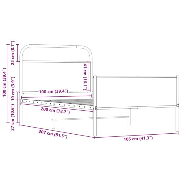 vidaXL Posteľný rám bez matraca 100x200 cm dub sonoma kompozitné drevo – Obrázok 9