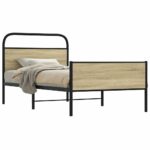vidaXL Posteľný rám bez matraca 100x200 cm dub sonoma kompozitné drevo