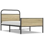 vidaXL Posteľný rám bez matraca 107x203 cm dub sonoma kompozitné drevo – Obrázok 2