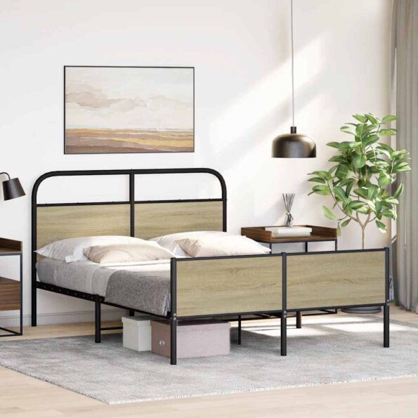 VXL8721158565419_g_en_hd_2.jpg vidaXL Posteľný rám bez matraca 140x200 cm dub sonoma kompozitné drevo – Obrázok 4