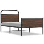 vidaXL Posteľný rám bez matraca 107x203 cm hnedý dub kompozitné drevo – Obrázok 2