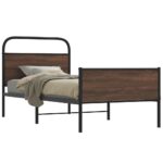 vidaXL Posteľný rám bez matraca 107x203 cm hnedý dub kompozitné drevo