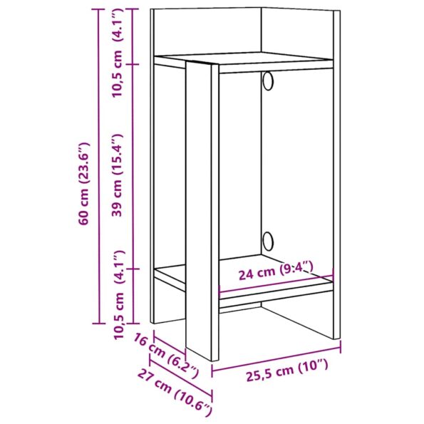 vidaXL Bočné stolíky 2 ks s policou biele 25,5x27x60 cm – Obrázok 9