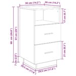 vidaXL Nočný stolík s 2 zásuvkami dymový dub 36x36x68 cm – Obrázok 11