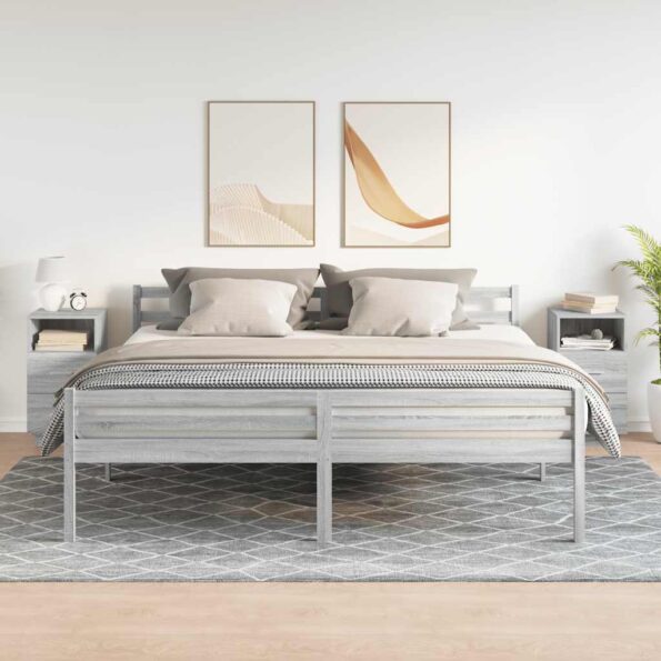 vidaXL Nočné stolíky 2 ks s 2 zásuvkami sivé sonoma 36x36x68 cm – Obrázok 3