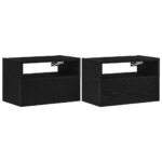 vidaXL Nástenné nočné stolíky 2 ks čierne 45x26x28,5 cm – Obrázok 2
