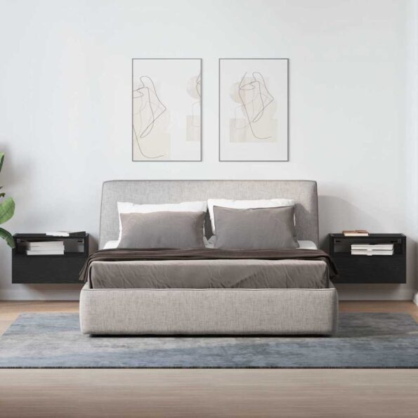 vidaXL Nástenné nočné stolíky 2 ks čierne 45x26x28,5 cm – Obrázok 3