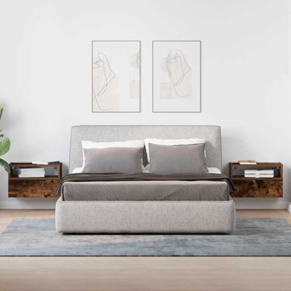vidaXL Nástenné nočné stolíky 2 ks dymový dub 45x26x28,5 cm – Obrázok 3