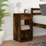 vidaXL Nočný stolík so zásuvkou tmavý dub 35x34x66,5 cm – Obrázok 3