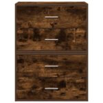 vidaXL Skrinky s 2 zásuvkami 2 ks tmavý dub kompozitné drevo – Obrázok 4