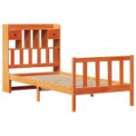 vidaXL Posteľ s knižnicou bez matraca vosková 75x190 cm borovica – Obrázok 3