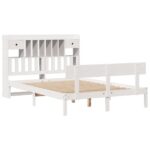 vidaXL Posteľ s knižnicou bez matraca biela 140x190cm borovicový masív – Obrázok 3
