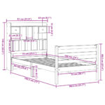 vidaXL Posteľ s knižnicou bez matraca 75x190 cm borovicový masív – Obrázok 11