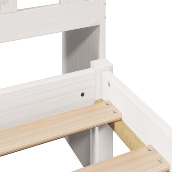 vidaXL Posteľ s knižnicou bez matraca biela 150x200cm borovicový masív – Obrázok 9